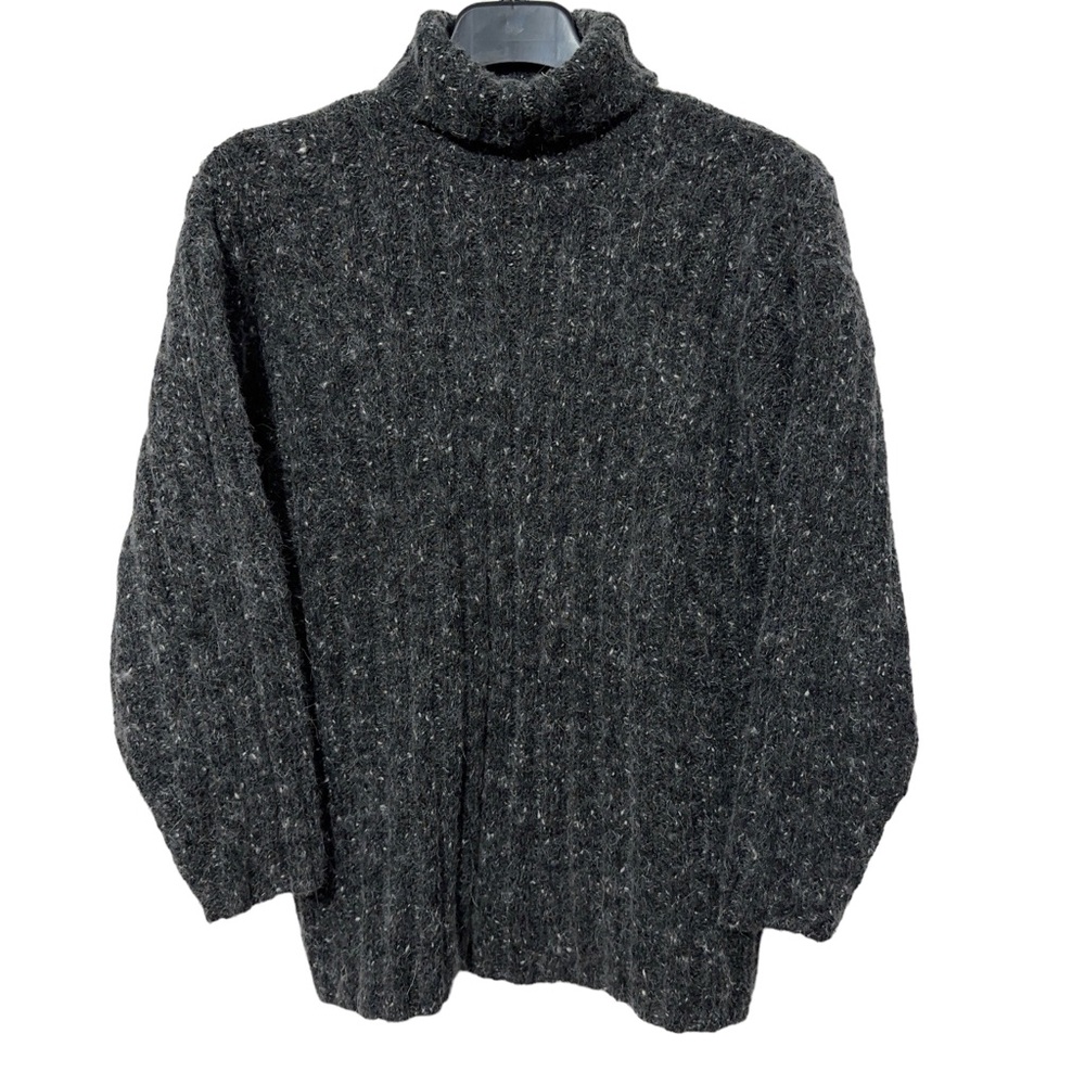 Carol Horn Angora Wool Blend Ribbed Knit Turtleneck Sweater M